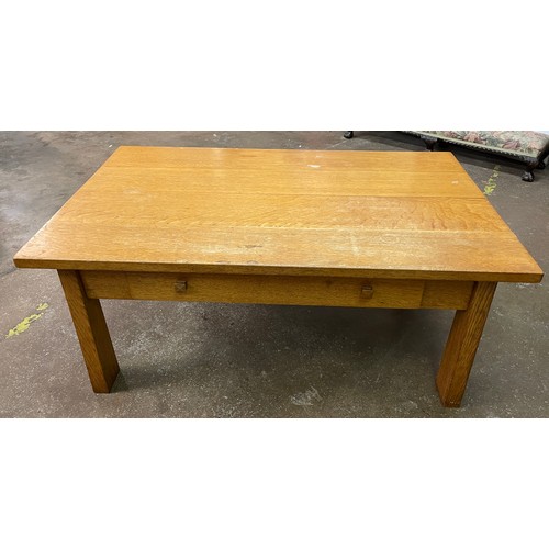 64 - OAK LOW COFFEE TABLE WITH DRAWER