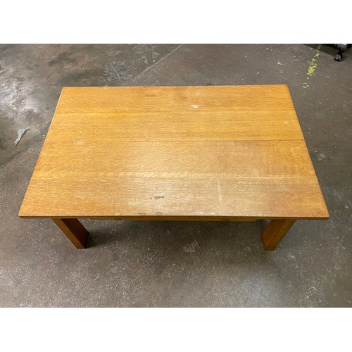 64 - OAK LOW COFFEE TABLE WITH DRAWER