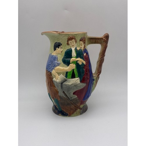 289 - BURLEIGH WARE THE RUNAWAY MARRIAGE DECORATIVE JUG AND ROYAL DOULTON SERIES WARE MR PICKWICK BOWL