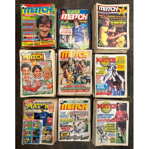 344 - FOUR SHELVES OF AN EXTENSIVE COLLECTION OF MATCH AND SHOOT COMIC MAGAZINES