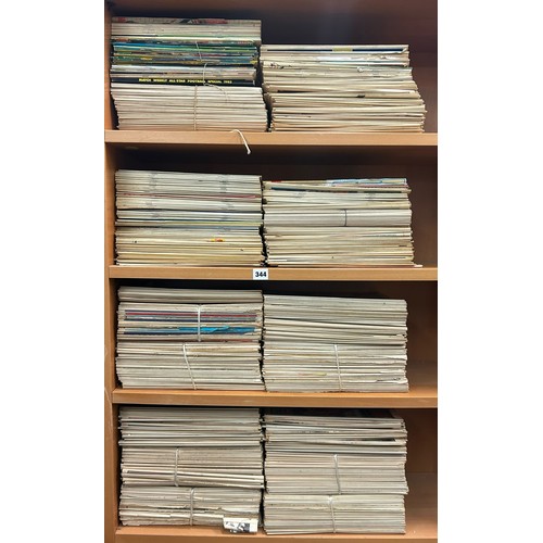 344 - FOUR SHELVES OF AN EXTENSIVE COLLECTION OF MATCH AND SHOOT COMIC MAGAZINES