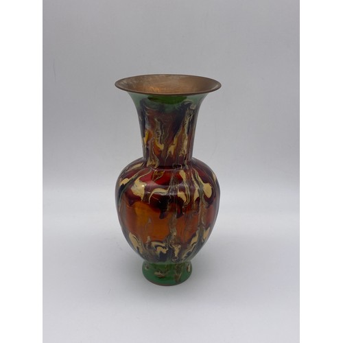 681 - CLOISONNÉ BALUSTER VASE WITH DRIP GLAZED DECORATION