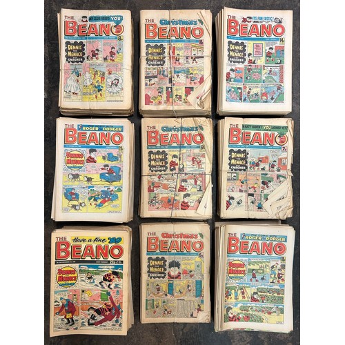 345 - ONE AND A HALF SHELVES OF THE BEANO COMIC MAGAZINES