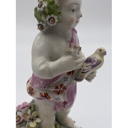 695 - 18TH CENTURY PATCH DERBY FIGURE OF A PUTTO