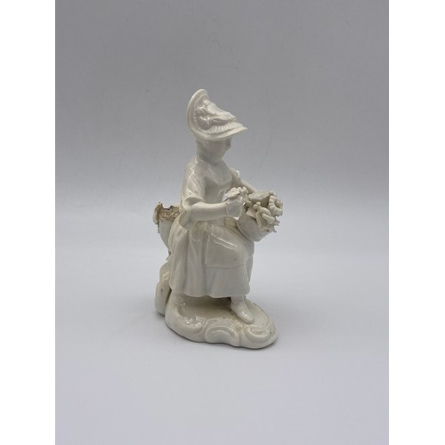 694 - DERBY DUESBURY BLANC DE CHINE FIGURE OF THE FLOWER GIRL