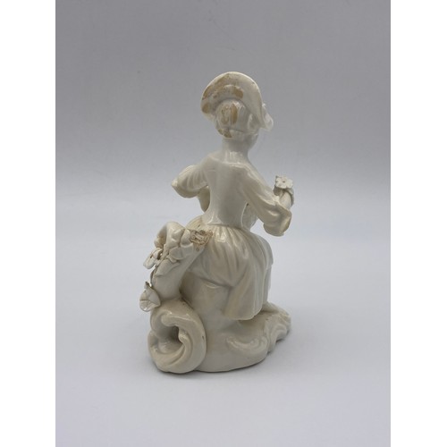 694 - DERBY DUESBURY BLANC DE CHINE FIGURE OF THE FLOWER GIRL