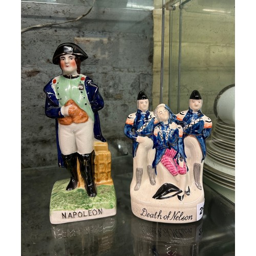 299 - REPRODUCTION STAFFORDSHIRE  FIGURE GROUP OF NAPOLEAN AND THE DEATH OF NELSON