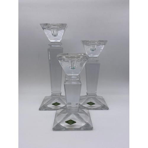 514 - SET OF GRADUATED SHANNON CRYSTAL TAPERED CANDLE STICKS