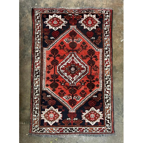 72 - EARLY 20TH CENTURY CAUCASIAN FRINGE CARPET WITH GEOMETRIC PATTERNS