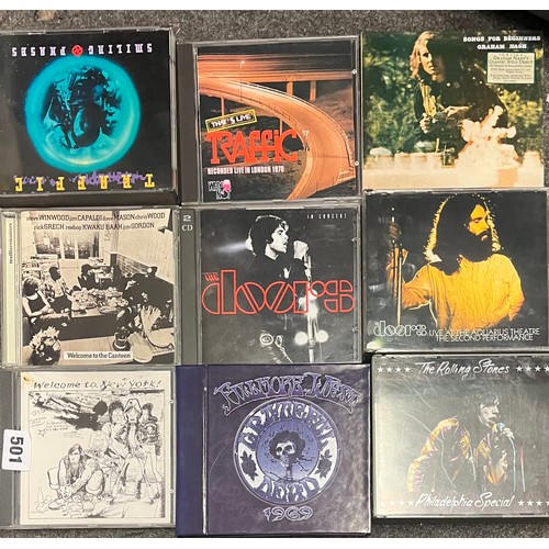 501 - COLLECTION OF CDS THE ROLLING STONES, THE DOORS, MOODY BLUES, DAVID BOWIE