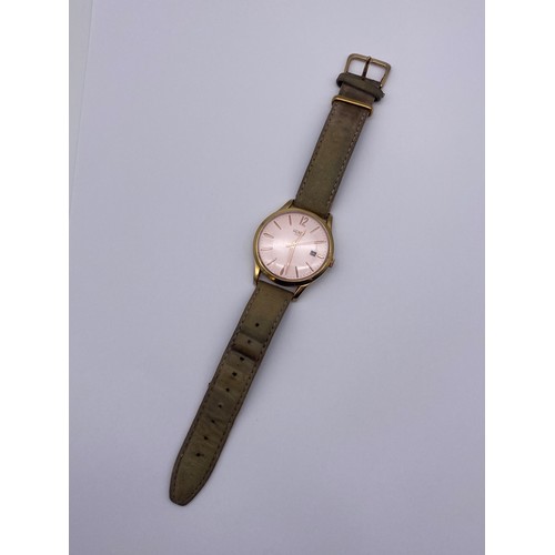 741 - HENRY OF LONDON GENTLEMANS WRISTWATCH WITH ROSE DIAL ON LEATHER STRAP