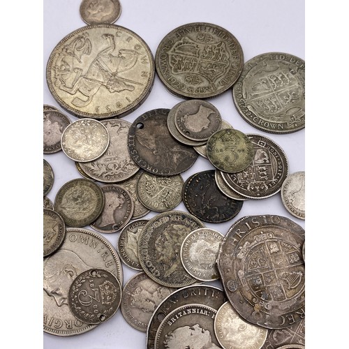 438 - BAG OF GREAT BRITAIN PRE DECIMAL COINS INC HALF CROWNS, 3D BITS FROM GEORGE III ONWARDS