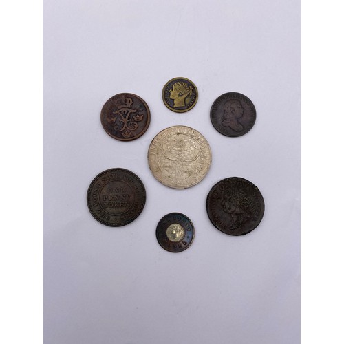 441 - SELECTION OF WORK HOUSE TOKENS AND UNITED BRITISH EMPIRE MEDALLION