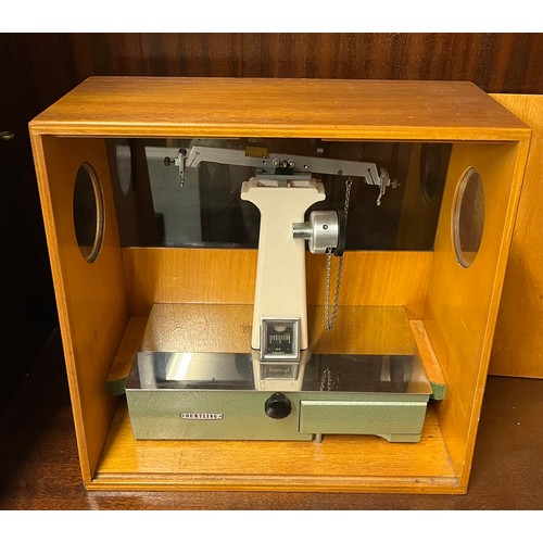 657 - OERTLING LABORATORY SCALES IN WOODEN CASE A/F