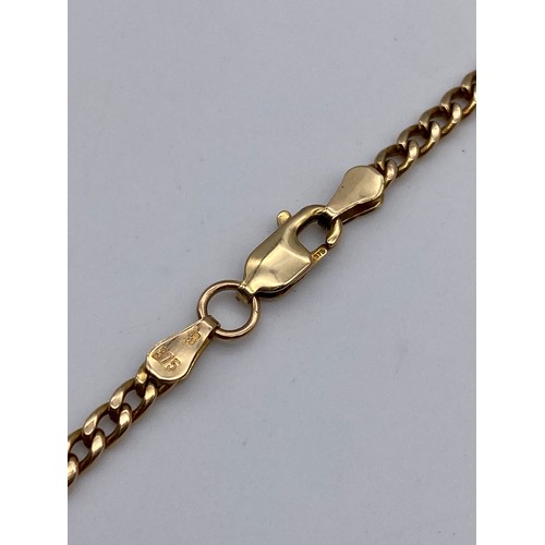 434 - 9CT GOLD FLAT CURB LINK CHAIN WITH LOBSTER CLAW FASTENER CHAIN WITH HORSE HEAD PENDANT 9.2G APPROX