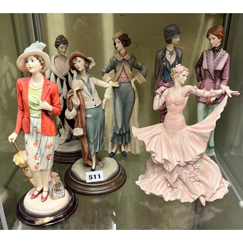 511 - ITALIAN CAPO RESIN LADIES OF FASHION FIGURES PLUS THREE SIMILAR REGAL FIGURES