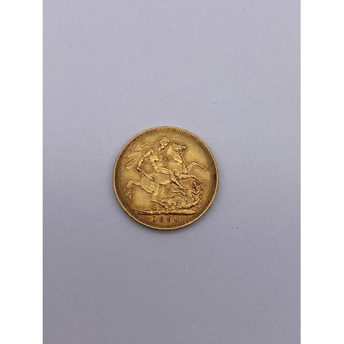 376 - VICTORIAN 1894 FULL SOVEREIGN 8G APPROX