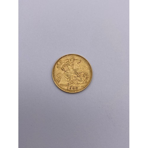 381 - EDWARD VII 1906 HALF SOVEREIGN 4G APPROX