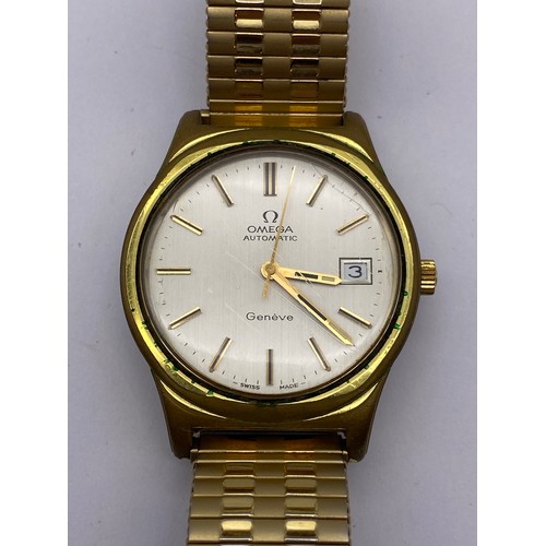 726 - BOXED GENTS OMEGA AUTOMATIC STAINLESS STEEL WATCH ON REPLACED EXPANDING BRACLET STRAP, ORIGINAL LEAT... 