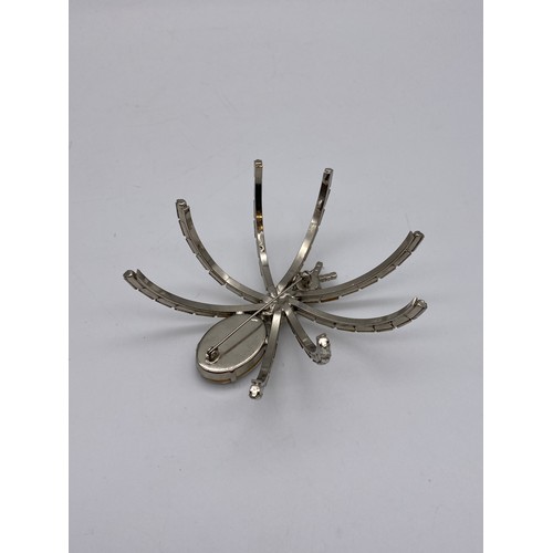 627 - LARGE OVERSIZED GLASS ENCRUSTED SPIDER BROOCH