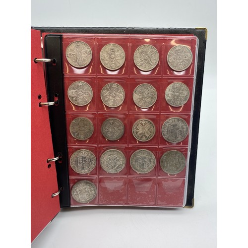 632 - SMALL BINDER OF GB PRE DECIMAL COINS INCLUDING HALF CROWNS, FLORINS, CHURCHILL COMMEMORATIVE COINS A... 