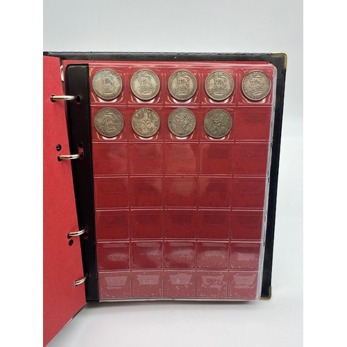 632 - SMALL BINDER OF GB PRE DECIMAL COINS INCLUDING HALF CROWNS, FLORINS, CHURCHILL COMMEMORATIVE COINS A... 