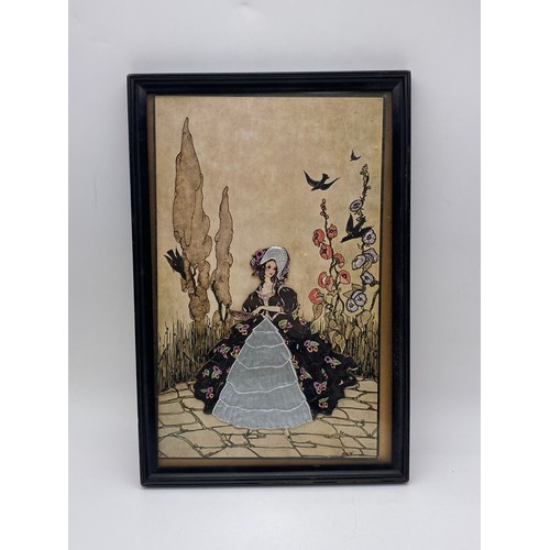 485 - 1920S FOIL PICTURE OF THE CRINOLINE LADY