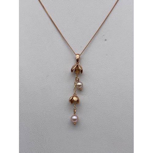 427 - BOXED 9CT ROSE GOLD ALEX MONROE SNOW DROP PENDANT ON CHAIN 2.3G APPROX