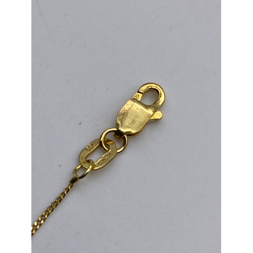 400 - 9CT GOLD BAR PENDANT WITH MULTI STONES ON TRACE CHAIN 2.1G APPROX