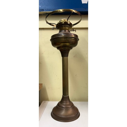 506 - BRASS FLUTED OIL LAMP