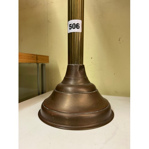 506 - BRASS FLUTED OIL LAMP