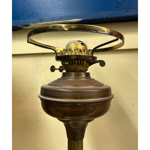 506 - BRASS FLUTED OIL LAMP