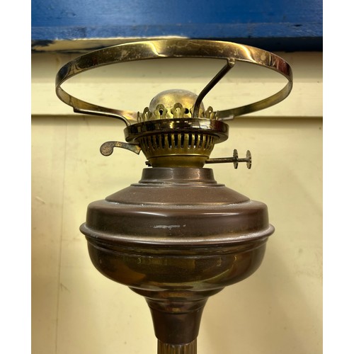 506 - BRASS FLUTED OIL LAMP