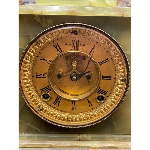 656 - 19TH CENTURY GREEN ONYX ARCHITECTURAL CLOCK A/F