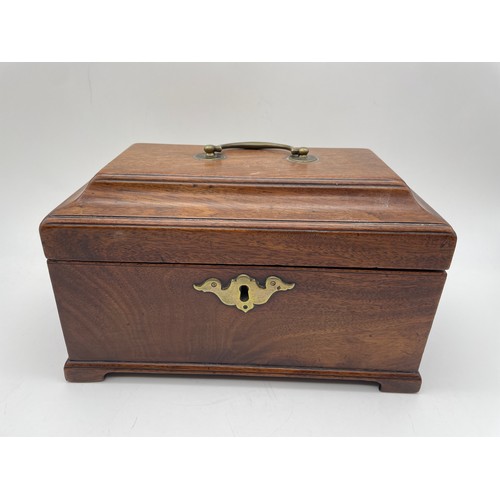 609 - MID 18TH CENTURY MAHOGANY RECTANGULAR TEA CADDY