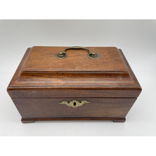 609 - MID 18TH CENTURY MAHOGANY RECTANGULAR TEA CADDY