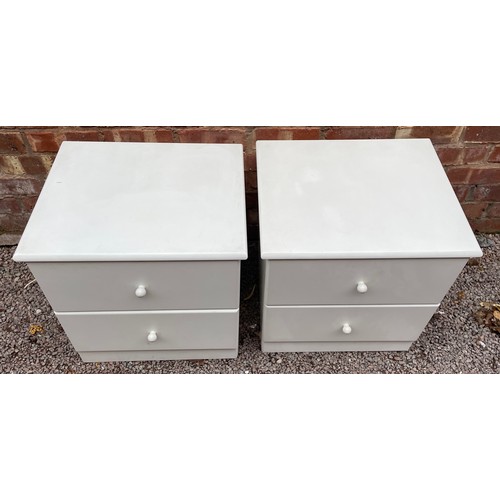 25 - PAIR OF WHITE TWO DRAWER BEDSIDE CHESTS