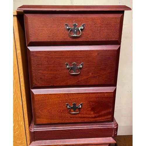 44 - MAHOGANY THREE DRAWER BEDSIDE CHESTS