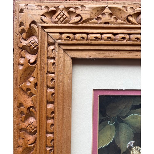 258 - INY WIRNATA WATERCOLOUR OF BUTTERFLIES ‘83 IN CARVED ORNATE FRAME