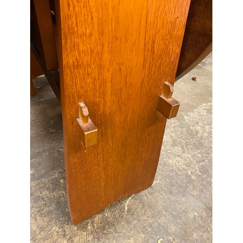 45 - 1970S TEAK OVAL DROP FLAP TABLE