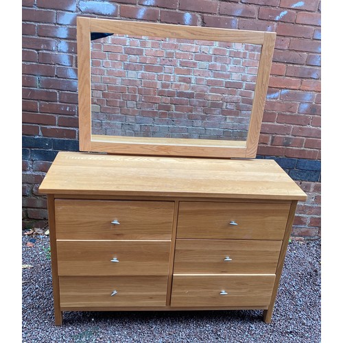 48 - OAK SIX DRAWER DRESSING TABLE