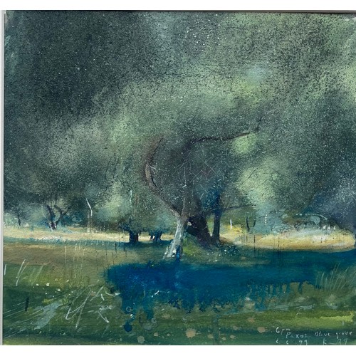 277 - KURT JACKSON WATERCOLOUR ENTITLED PAXOS OLIVE GROVE