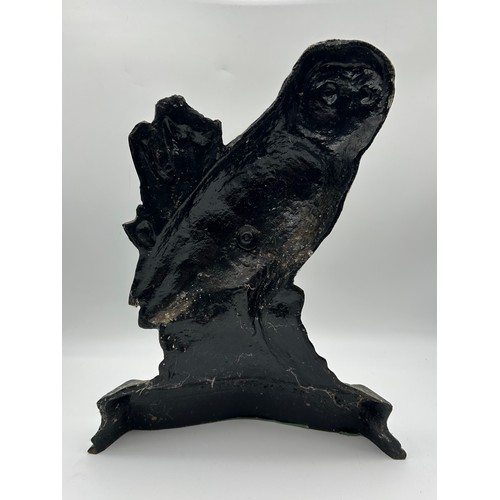 311 - PAINTED CAST IRON OWL DOOR STOP