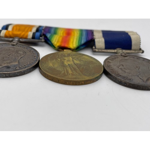 522 - J39694 G.F. RUSSELL A.B.H WWI MEDAL TRIO