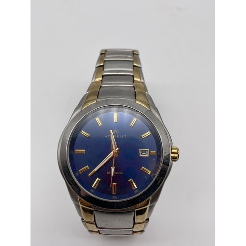 526 - GENTS ACCURIST BLUE DIAL STAINLESS STEEL WRISTWATCH