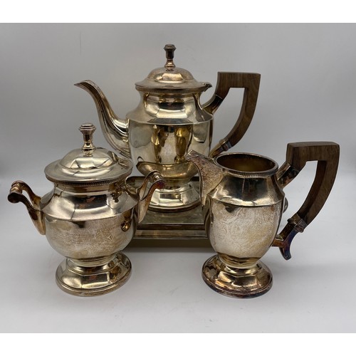 498 - EPNS THREE PIECE BATCHELOR TEASET ON TRAY