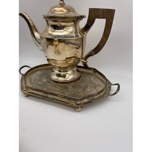 498 - EPNS THREE PIECE BATCHELOR TEASET ON TRAY