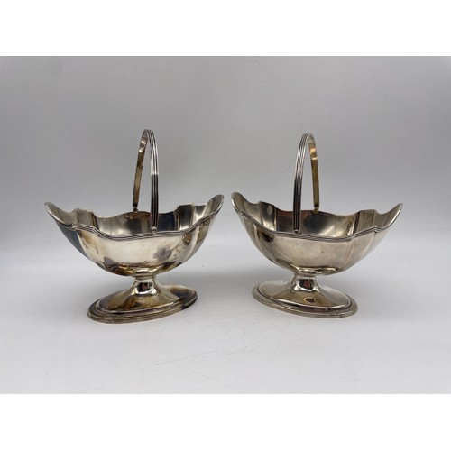 501 - PAIR OF LONDON SILVER PEDESTAL TABLE BASKETS 8.6OZ APPROX