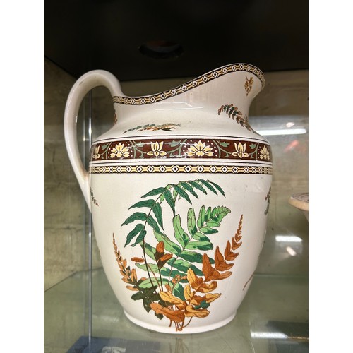 335 - VICTORIAN STAFFORDSHIRE AUTUMNAL WASH JUG AND BASIN