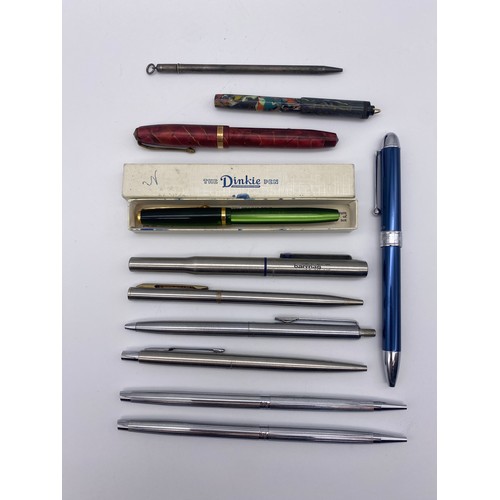 516 - BAG OF ASSORTED PENS INC. BOXED DINKIE PEN, CONWAY STEWART (84 & 570), PARKER, SILVER CASED PENCIL A... 